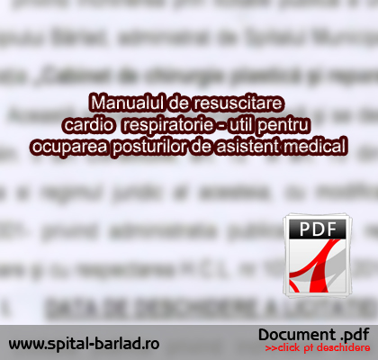 Manualul de resuscitare cardio respiratorie - util pentru ocuparea posturilor de asistent medical